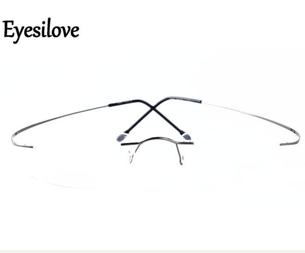 

eyesilove finished rimless myopia glasses ultra-light memory titanium nearsighted glasses short-sighted -1.00 to -6.00, Silver