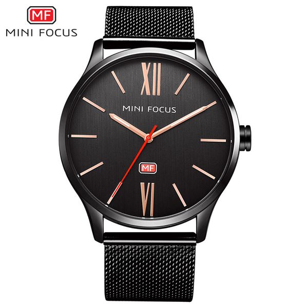 

fashion leisure luxury business tempered glass mirror men commerce simple trend waterproof pointer steel mesh belt dress quartz watch, Slivery;brown