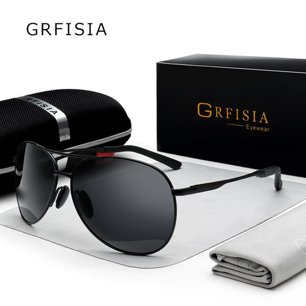 

grfisia retro pilot sunglasses men polarized hd drive anti glare goggles ultralight frame sun glasses male eyewear uv gafas g555, White;black