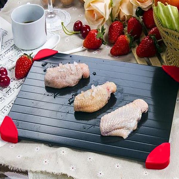 

fast defrosting tray food meat fruit fast defrosting plate board quickly thaw frozen food kitchen tools with silicone legs edges pad