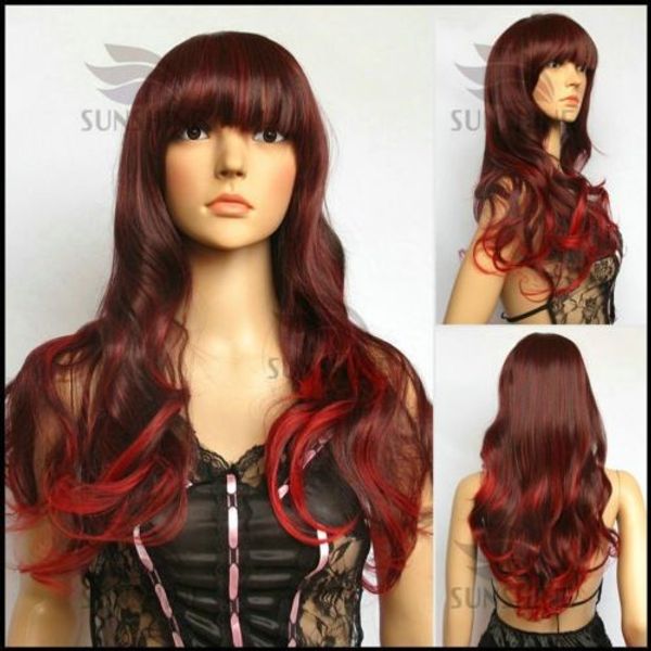 

harajuku series mix color long culy halloween cosplay wig hipping ombre hot, Black