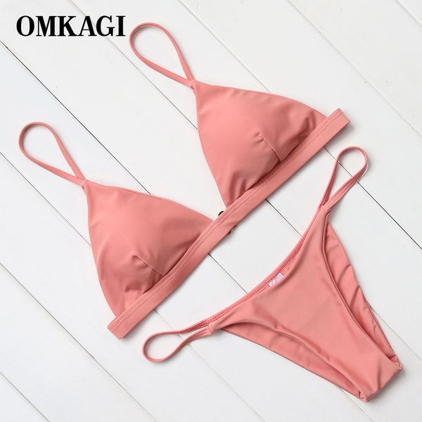 

omkagi high quality pink&orange bikinis women low waist brazilian padded bikinis set swimwear women beach wear swimsuits, White;black