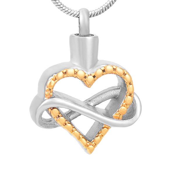 

ijd9535 human keepsake stainless steel infinity heart cremation necklace for ashes memorial urn pendant jewelry, Silver
