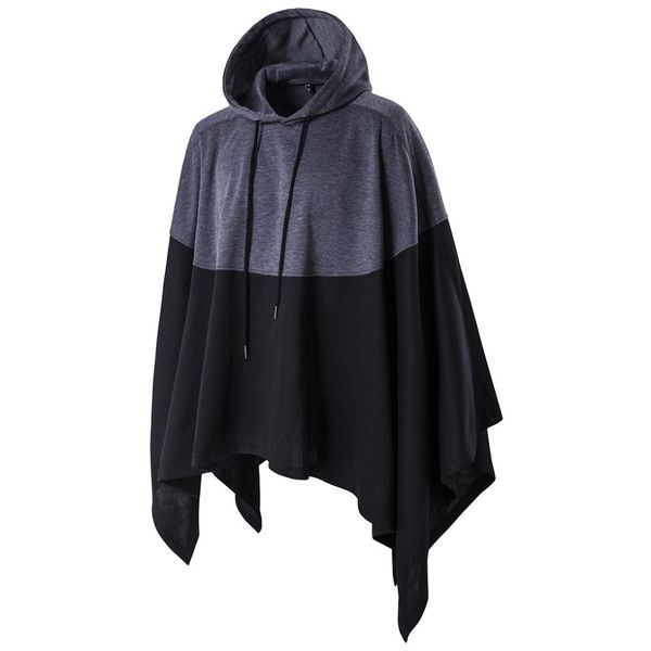 

men hooded hip hop mantle hoodies long sleeves cloak man's coats outwear autumn cape hooded windbreaker men's cape large size, Tan;black