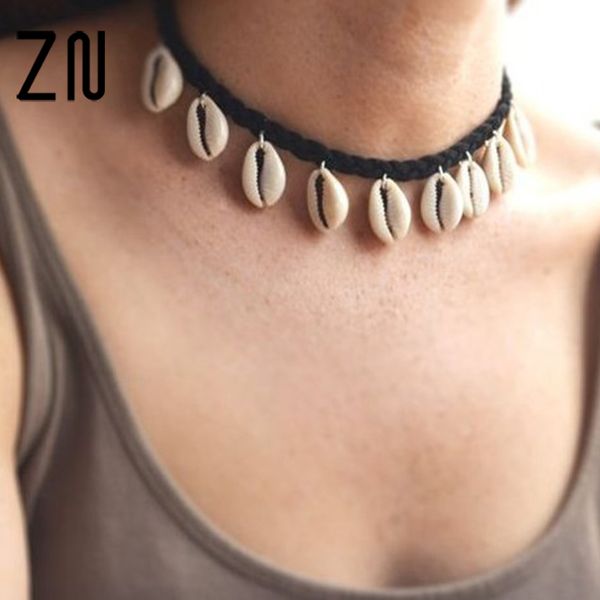 

sea shell choker necklace jewelry bohemian beach tassel necklace shell chain for women collar chocker, Silver