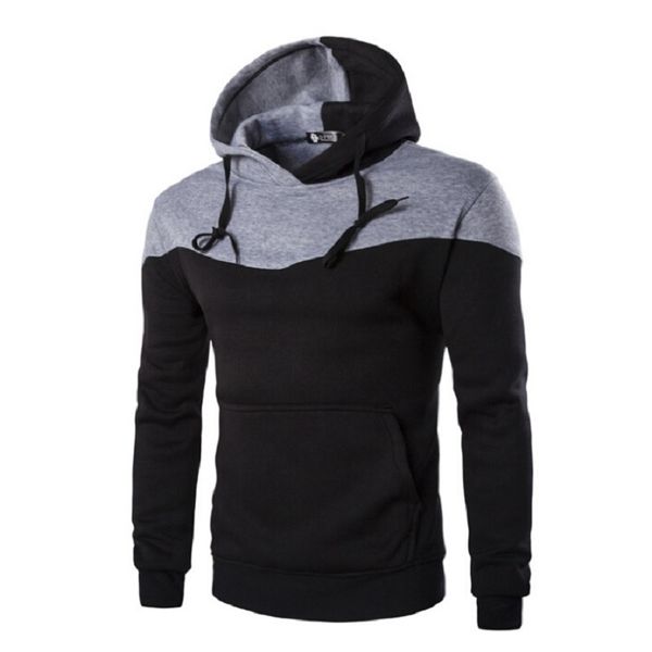 

devolove fashion autumn men hoodie hooded sweatshirt winter warm outwear design hoodies pullovers plus size 2xl ad00139, Black