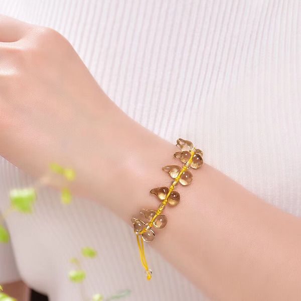 

dropshipping yellow crystal bracelets pink gourd beads bracelet blessing lucky purple bracelet hand waved fashion jewelry, Black