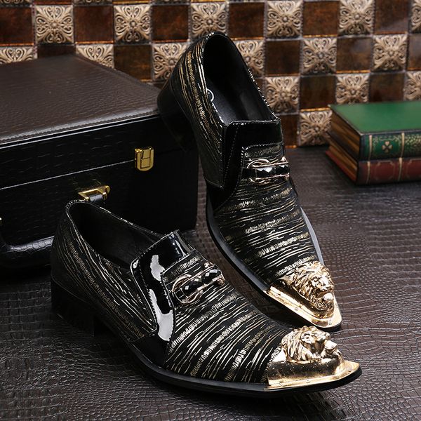 

2017 Chains Mens Glitter Shoes Gold Bussines Striped Men Oxford Shoes Genuine Leather Gold Pointed Toe Mens Gold Dress Shoes