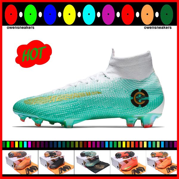 

С Мешок Box лучшее качество мужские детские бутсы Mercurial Superfly VI 360 Elite Ronaldo FG SG футболь