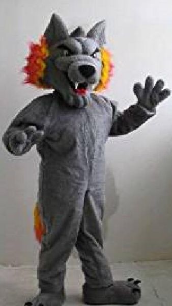 

custom vicious grey wolf mascot costume character costume ing, Red;yellow