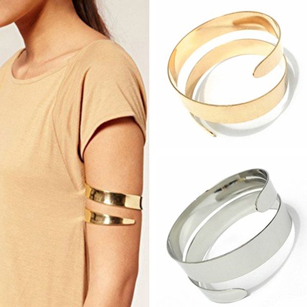 

women's punk simple coiled spiral upper arm cuff armlet armband bangle bracelet, White