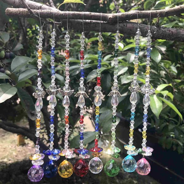 

8pcs glass crystal suncatcher ball prisms pendant hanging angel wings feng shui decoration wedding ornaments w104