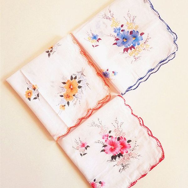 

5pcs retro style flowers birds handkerchief lady cotton printing old-fashioned tooth handkerchief 30*30 zxy9540, Black;blue