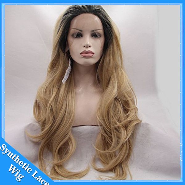 Ombre Blonde Synthetic Lace Front Wigs For Black Women 2 Tone