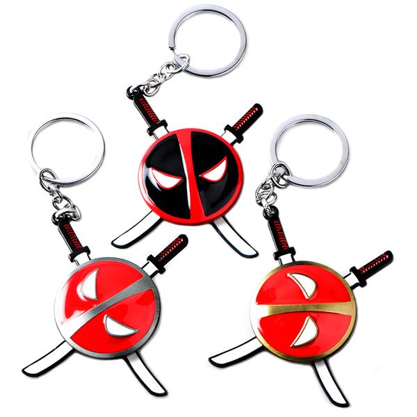 

deadpool 2 rotatable keychain alloy keyring metal pendant key chains 2 crossed knives men women jewelry mask souvenir fans gift, Silver