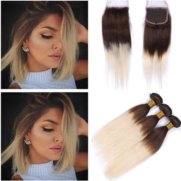 4 613 Brown And Blonde Ombre 3bundles Malaysian Hair Weave With