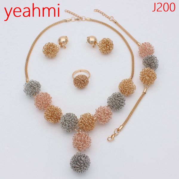 

dubai gold jewelry sets african beads statement necklace earrings bracelet ring sets women ladies wedding accessories j200, Silver