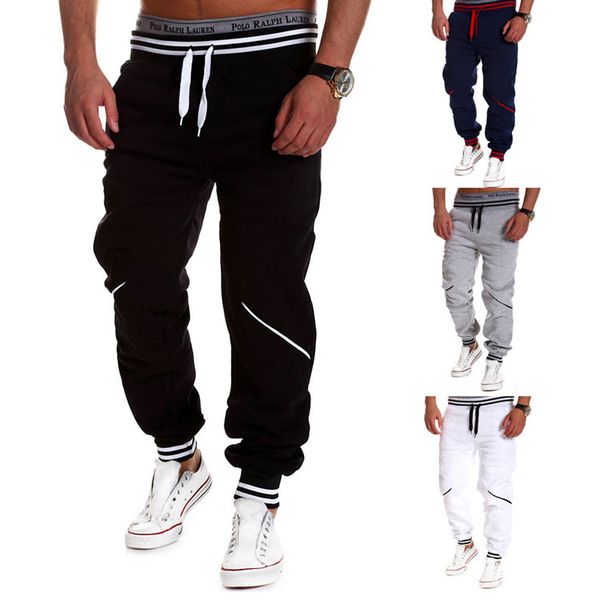 

men clothing casual sports joggers loose long pencil pants men elastic pants hip hop clothing trousers, Black
