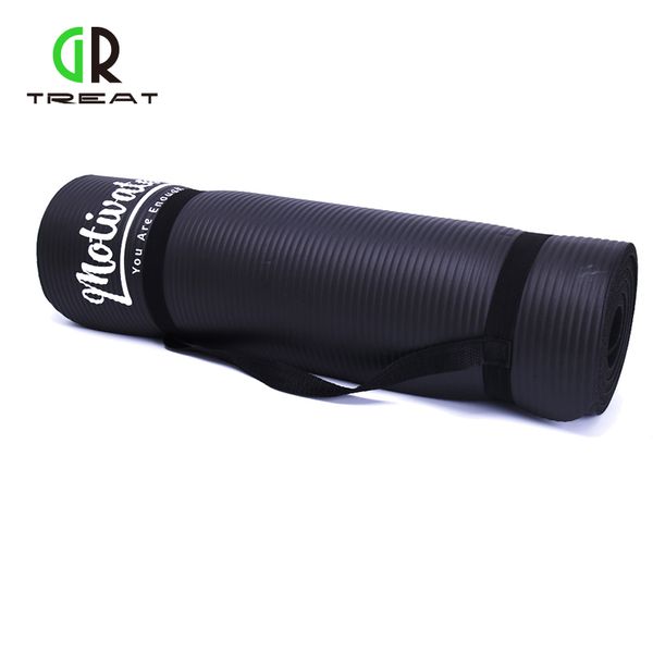 

10mm nbr exercise yoga mat extra thick high density yoga mats fitness with carrying strap for pilates fitness and workout