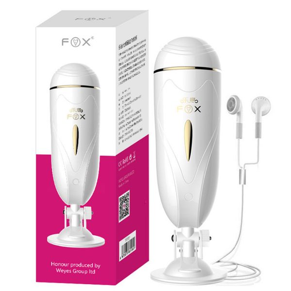 FOX Künstliche Vagina Männlicher Masturbator Starker Vibrator Aussprache Hände frei Realistische Muschi Sexprodukt Sexspielzeug für Männer Y18101301