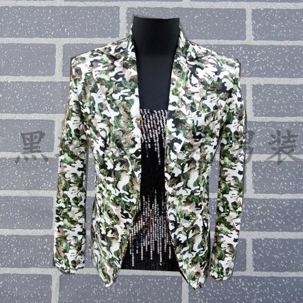

men short suits designs masculino homme terno stage costumes for singers men camouflage blazer dance clothes jacket style dress, White;black