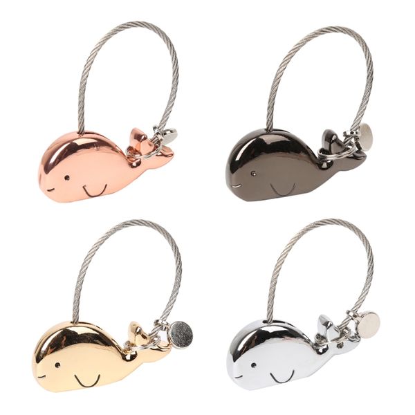 

mini pocket metal kiss whale a couple key chain for lovers wire rope key holder, Silver