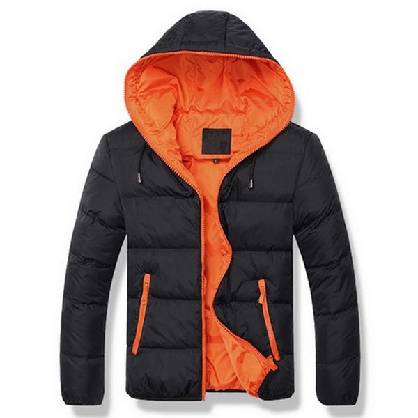 

2018 new brand winter jacket for men hooded coats casual mens thick coat male slim casual cotton padded down outerwear, Black
