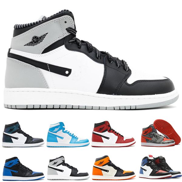 

2018 NEW basketball shoes 1 bred banned Top 3 royal reverse shattered backboard Black Toe Chicago UNC Metallic Red men women sneakers