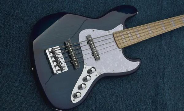 

Custom 5 String Ash Точность Тела Маркус Миллер Подпись Trans Темно-Синий Джаз Электрическая Бас-Гитара Активные Пикапы 9 В Аккумулятор Кленовый Шейный