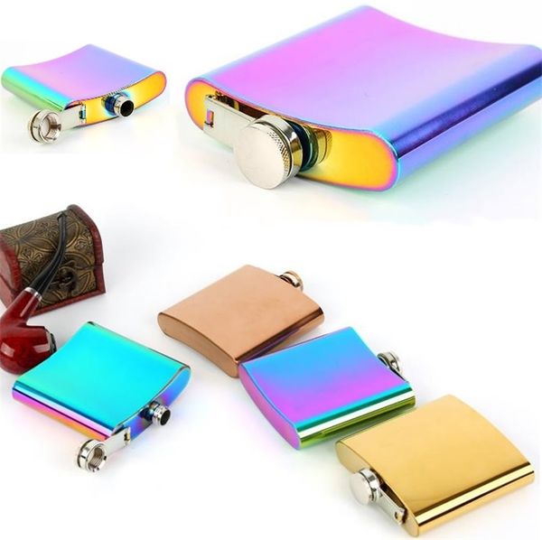 

4 colors 6oz stainless steel portable hip flask stainless steel tumbler gold-plated gradient color jug wine glass drinkware i373