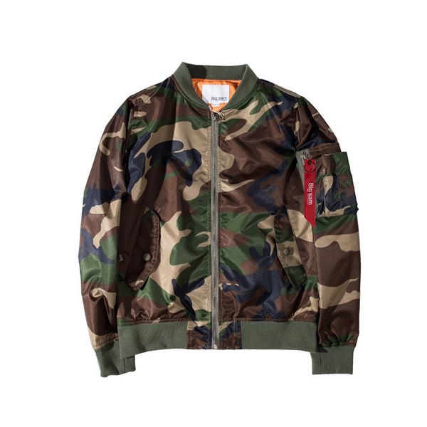 Camuflagem Mens Casaco de Inverno Casual Casaco de Rua Alta Rua Athletic Fino Hop Windbreaker Tamanho Asiático