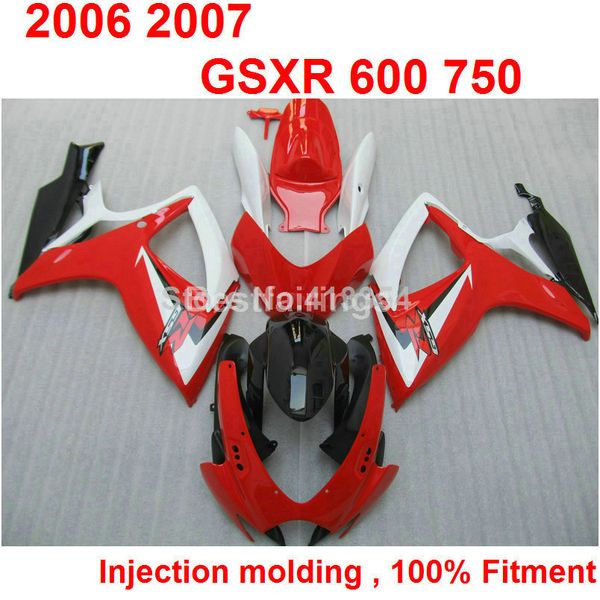 Spritzguss-Verkleidungsset für Suzuki GSXR600 GSXR750 2006 2007 rot weiß GSXR 600 750 06 07 CX21