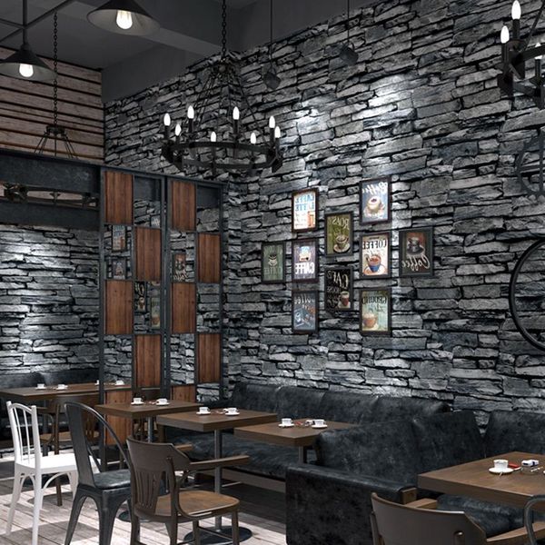 Grosshandel Pvc Tapete 3d Gepragte Brick Wallpaper Wohnzimmer Kuche Hotel Restaurant Steinmauer Papierrollen Fur Wande 3 D Home Decor Von Good Co Ltd