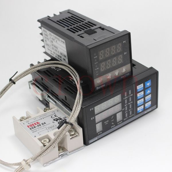Freeshipping Dijital Ayarlanabilir PID Sıcaklık Kontrol Paneli Termostat PC410 + Rex-C100 + MAX.40A SSR Röle + K Termokupl Probu