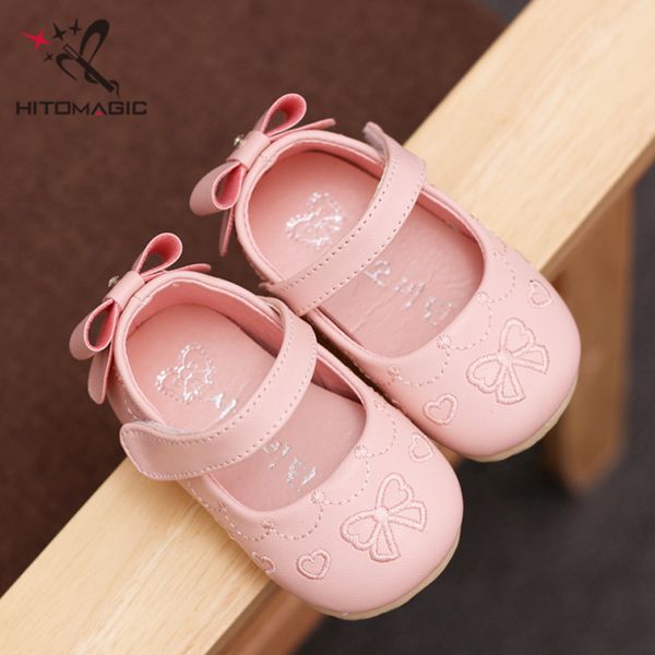 

hitomagic girls leather shoes girls princess kids infant brand footwear with bow red little baby newborn first walkers wedding, Black;grey