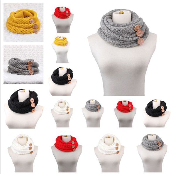 

fashion knitted infinity ring scarf for women soft big button winter infinity scarves ladies warm snood scarf le53, Red;brown