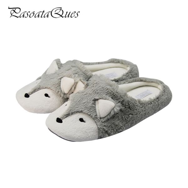 

2017 winter autumn cute fox animal pattern women home shoes comfortable indoor house women slippers flats pasoataques brand 129, Black