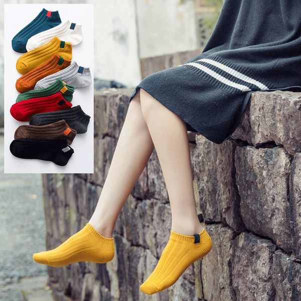 

Knitted Women 'S Socks 5 Pair Socks Short Invisible Cotton Solid Color Women Fashion Retro Cute Ankle Socks For Women High Quality