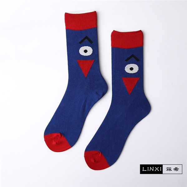 

5 pairs big eyes socks men and women lovers socks simple black tube cotton