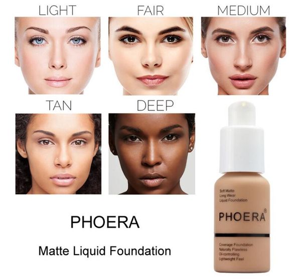 

New brand makeup foundation phoera matte oil contral liquid foundation 10 color concealer dhl hipping