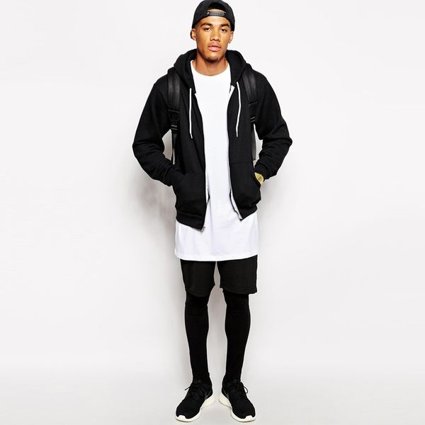 

cotton casual long size mens hip hop streetwear extra long tee shirts for men longline t -shirt short sleeve tshirt, White;black