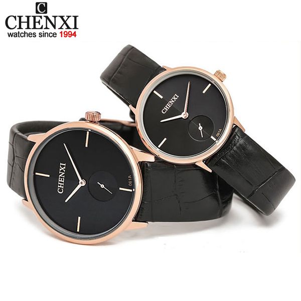 

chenxi brand leather strap classic men's business women quartz watch man rose gold ultra-thin dial boys girls lovers watches, Slivery;brown