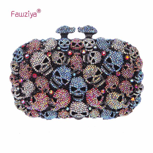 

fawziya skull bag skull purses and handbags for women kisslock crystal evening clutch bags