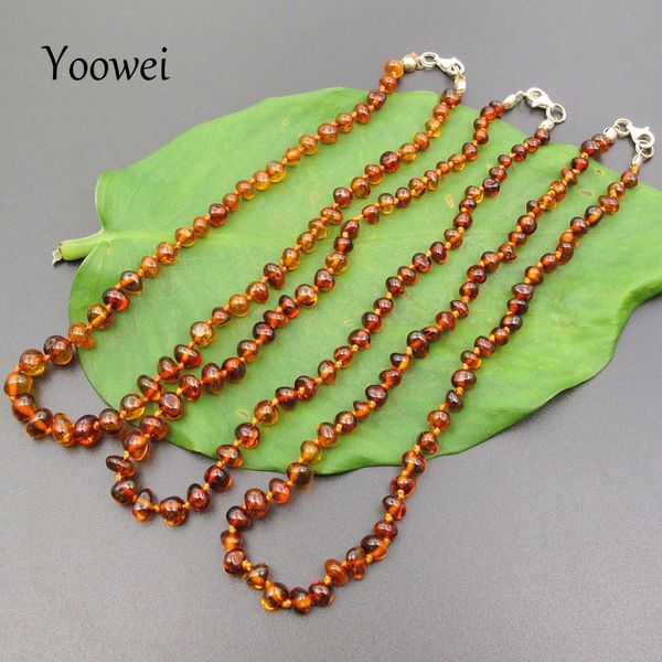 

yoowei baby amber teething necklace for gift baltic amber beads s925 silver handmade original natural jewelry wholesale