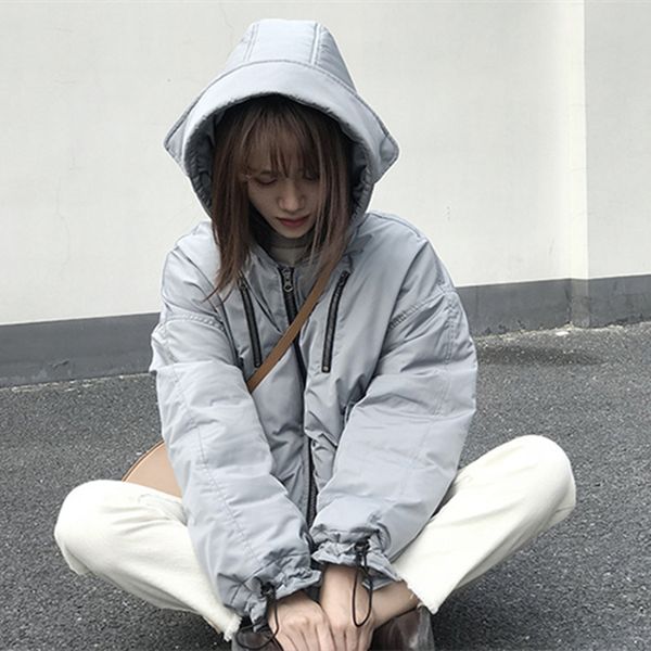 

2018 fashion winter short thick parkas women oversize new cotton liner warm hooded jackets coats drawstring plus size, Black;brown
