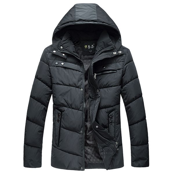 

parkas mens winter jacket men 2018 new fashion solid hooded thicken warm cotton padded down outerwear men plus size 3xl 4xl, Black