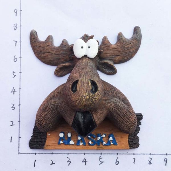 

united states alaska fridge magnet tourist souvenir elk head refrigerator magnetic sticker home decor gifts