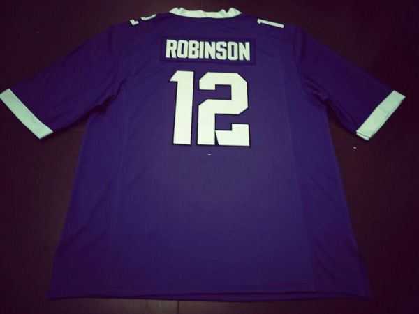 

men tcu horned frogs #12 shawn robinson real full embroidery college jersey size s-4xl or custom any name or number jersey, Black;red