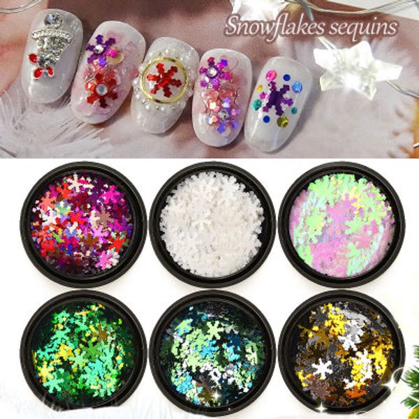

nu-taty nail jewelry laser magic white snowflake sequins ultra-thin sequin christmas toos nail sticker, Silver;gold