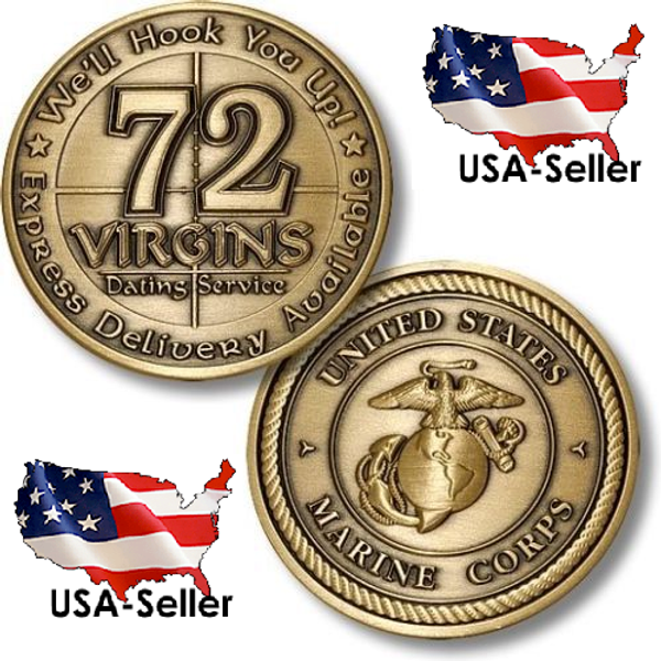 

sample order,u.s. marine corps / 72 virgins - usmc bronze challenge coin